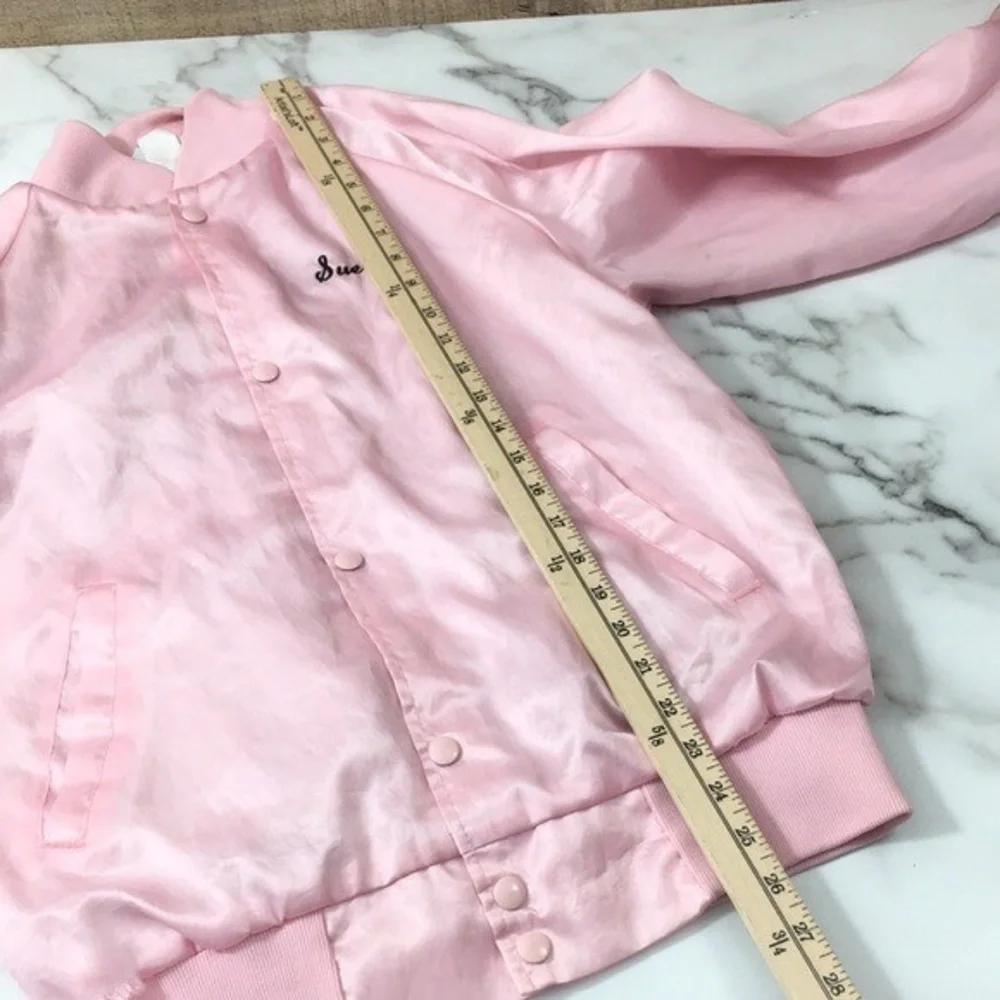 West‎ Ark USA Vintage Sue Pink Ladies Grease Button Bomber Jacket Womens Small
